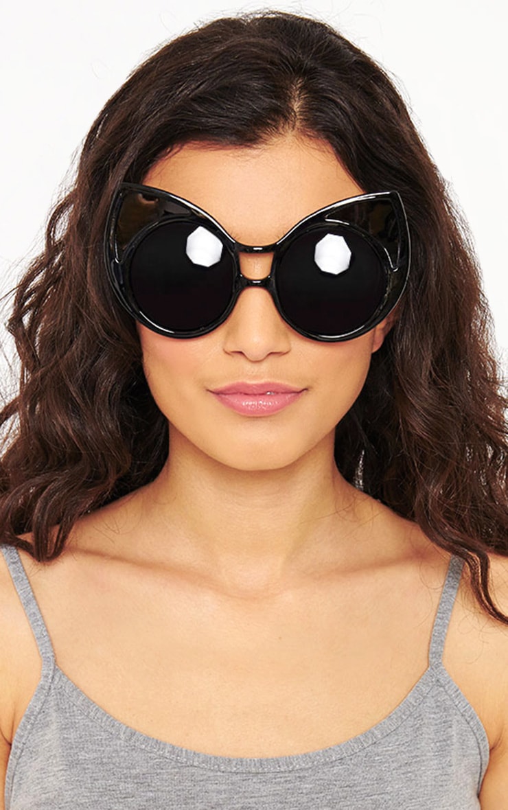Mimi Black Cat Ear Sunglasses Accessories PrettyLittleThing
