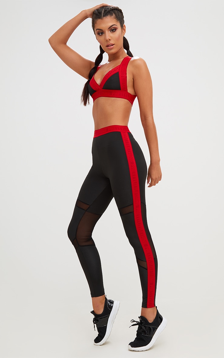 legging noir bande rouge