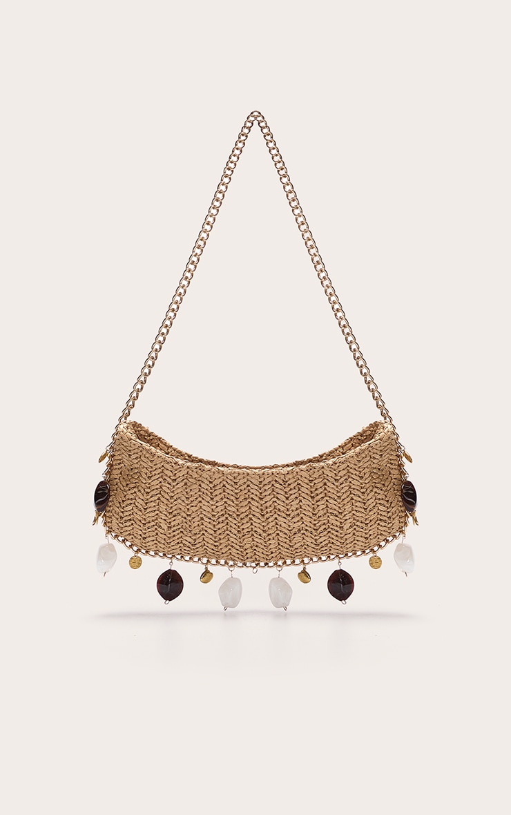 Gold Raffia Charm Slim Shoulder Bag image 1