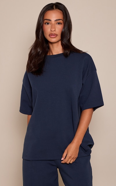 Petite Navy Boxy Oversized T-Shirt