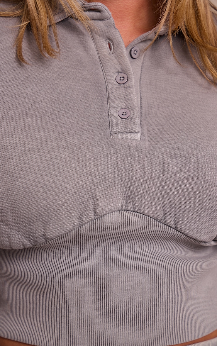 Shape Grey Marl Polo Cinched Waist Sweatshirt image 4