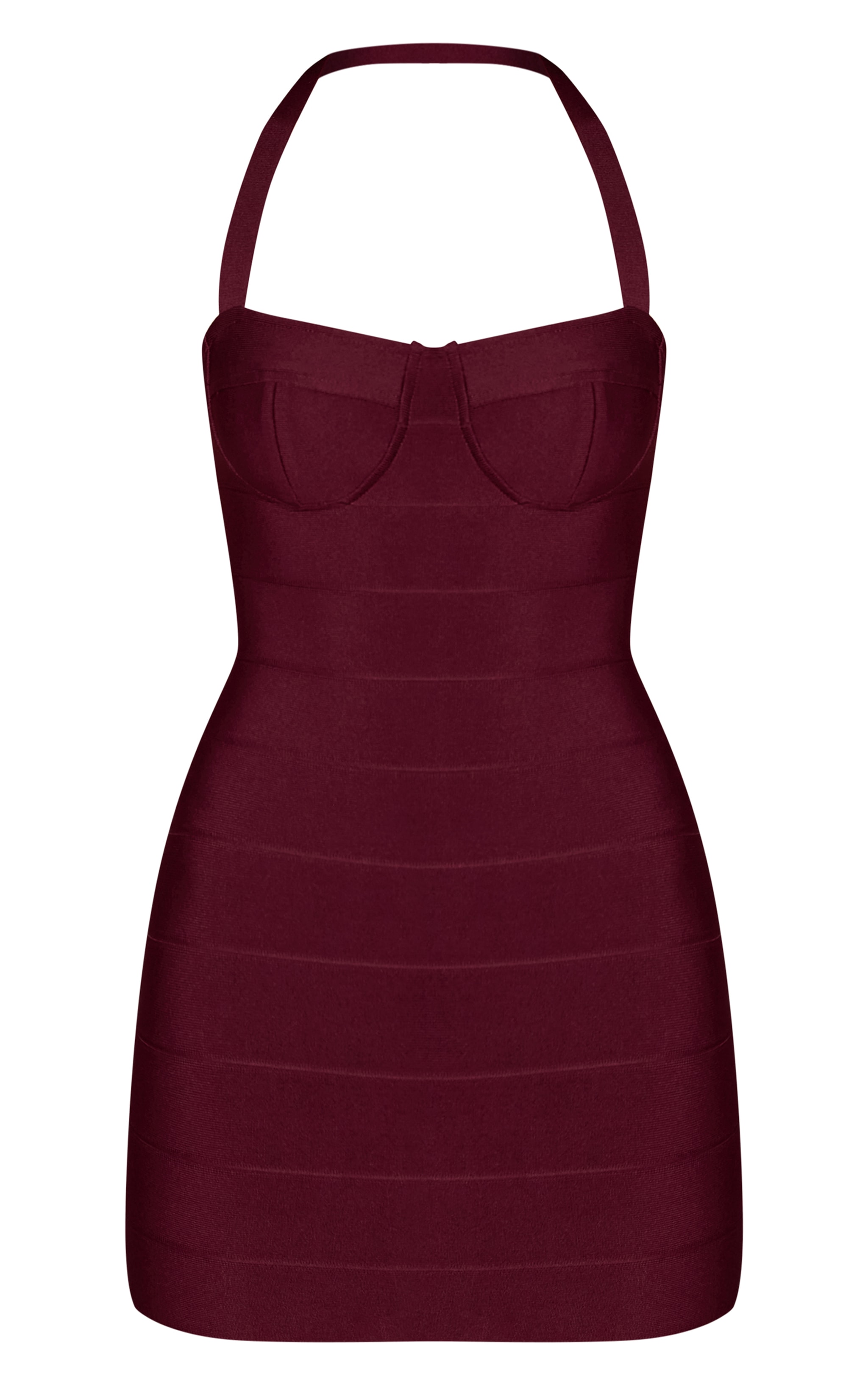 Plum Bandage Straight Neck Bodycon Mini Dress image 5