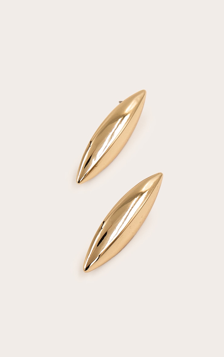 Gold Elongated Petal Stud Earrings image 3