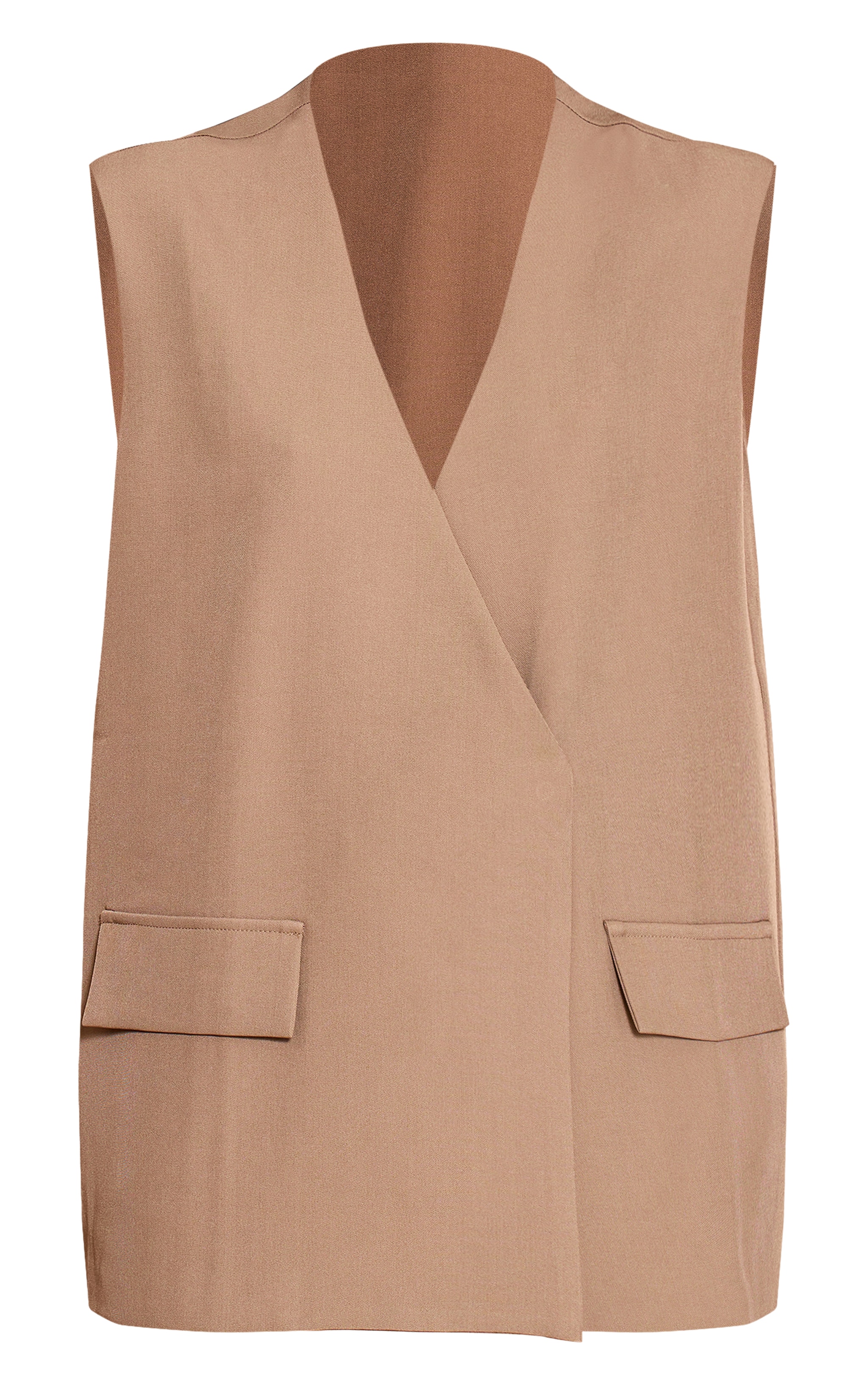 Gilet long oversize gris champignon à épaules carrées image 5