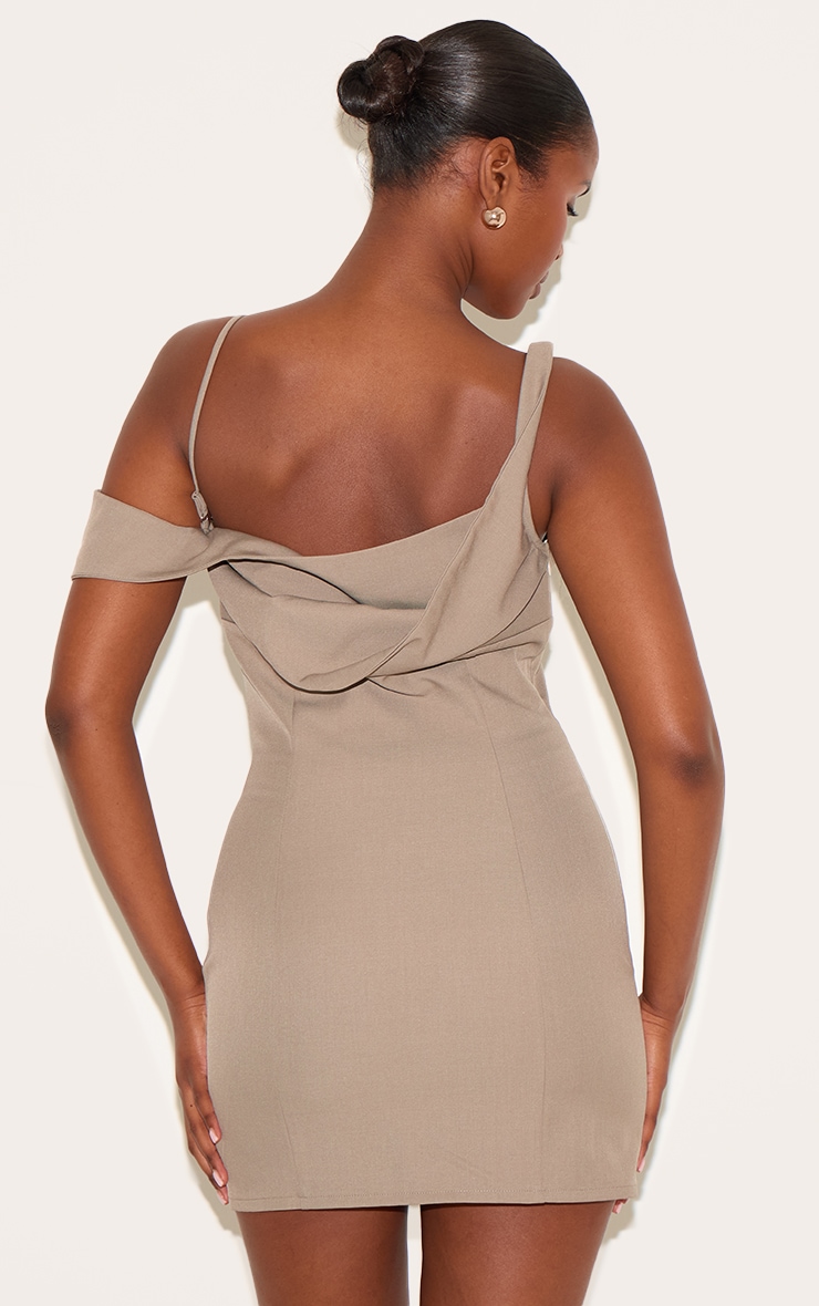 Taupe Woven Drape Mini Dress image 2