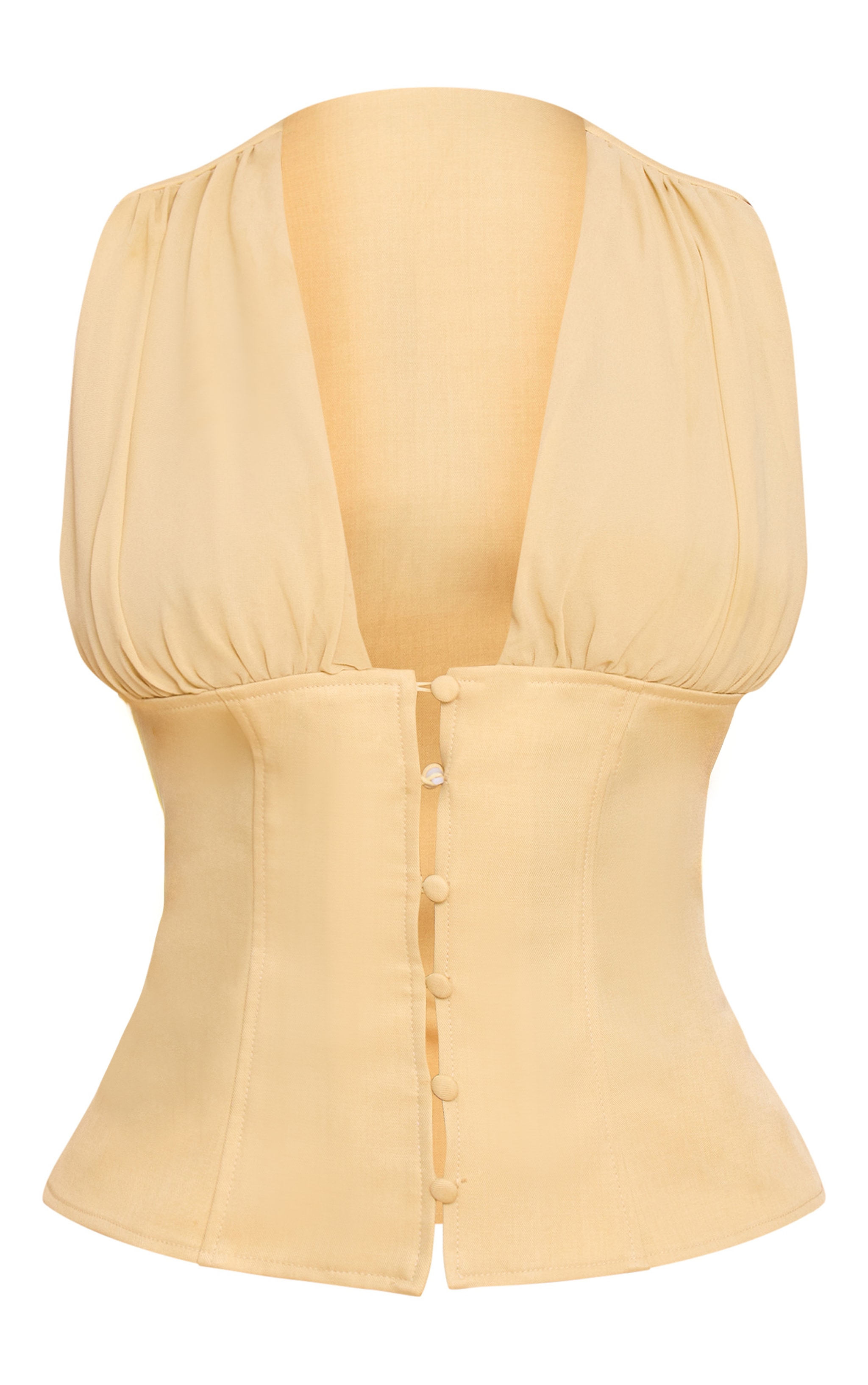 Shape Butter Yellow Plunge Front Button Detail Top image 5