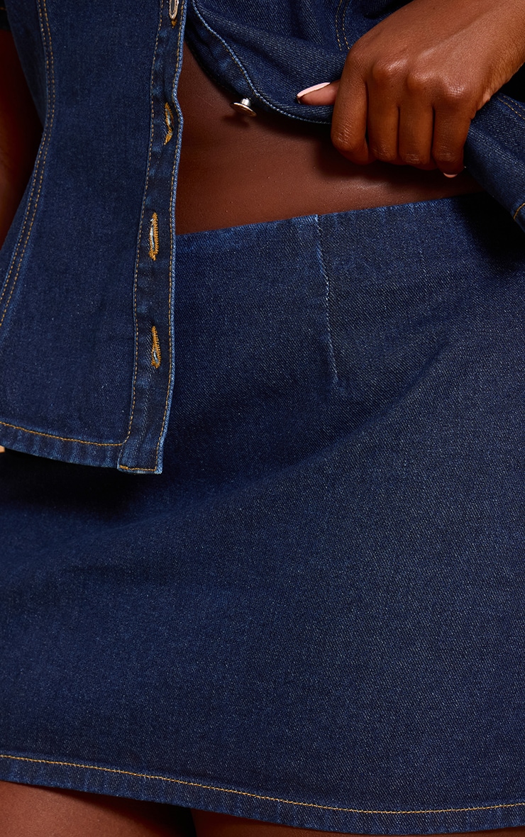 Plus Indigo Denim Mini Skirt image 5