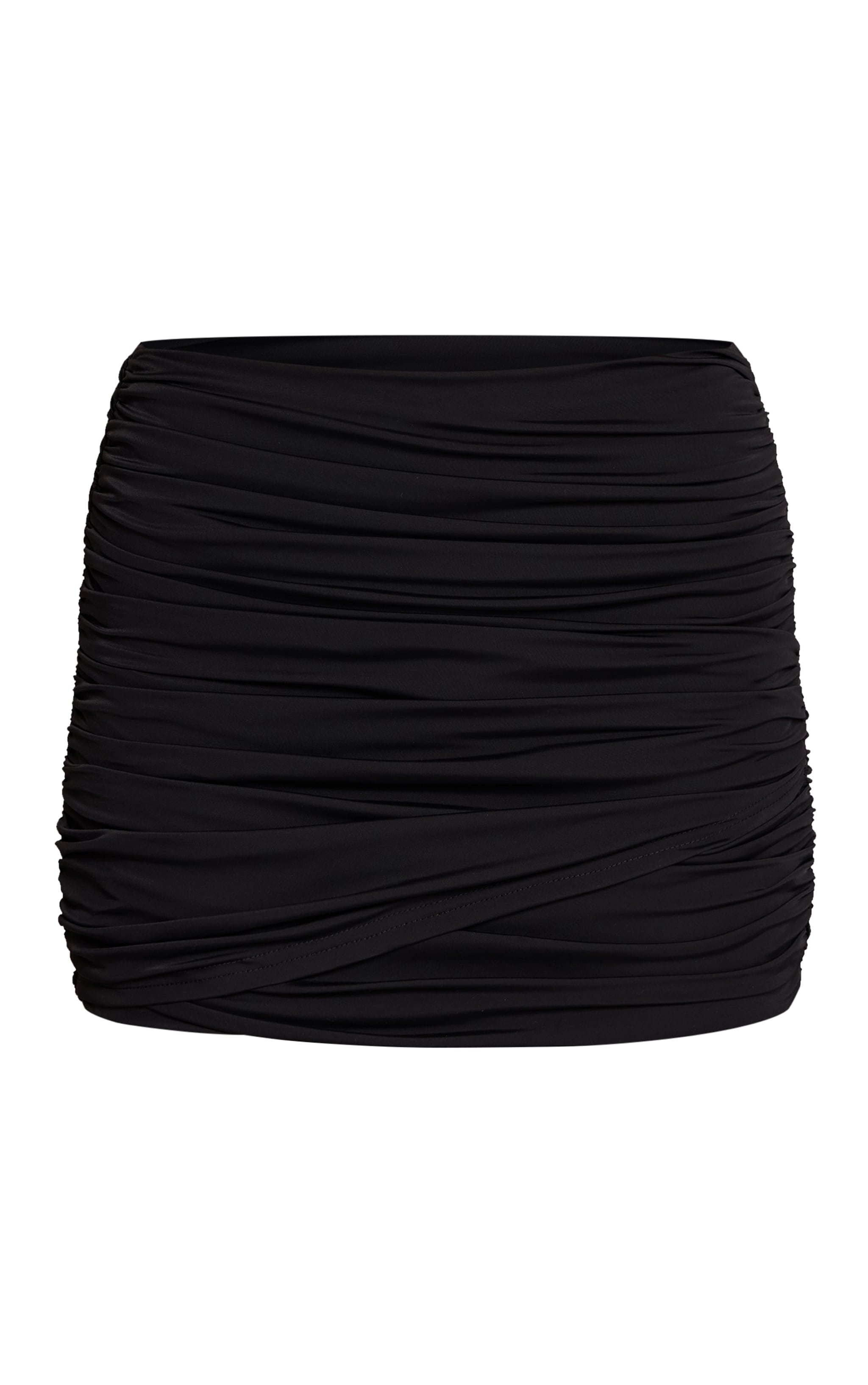 Black Slinky Soft Touch Ruched Mini Skirt  image 6