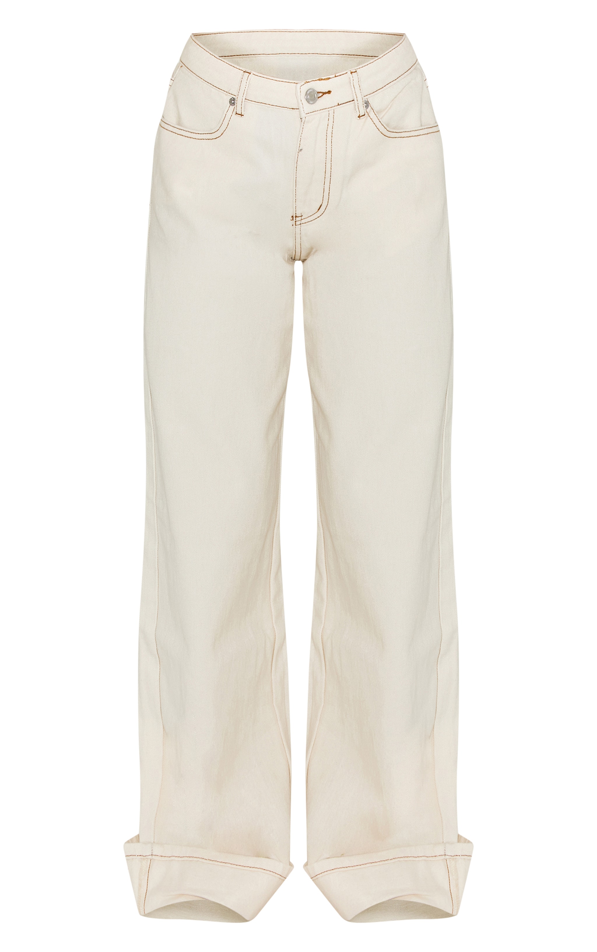 Ecru Turn Up Hem Wide Leg Jean image 5