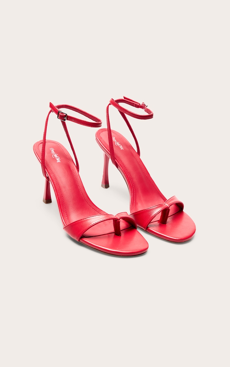 Red PU Toe Post Heeled Sandal image 3