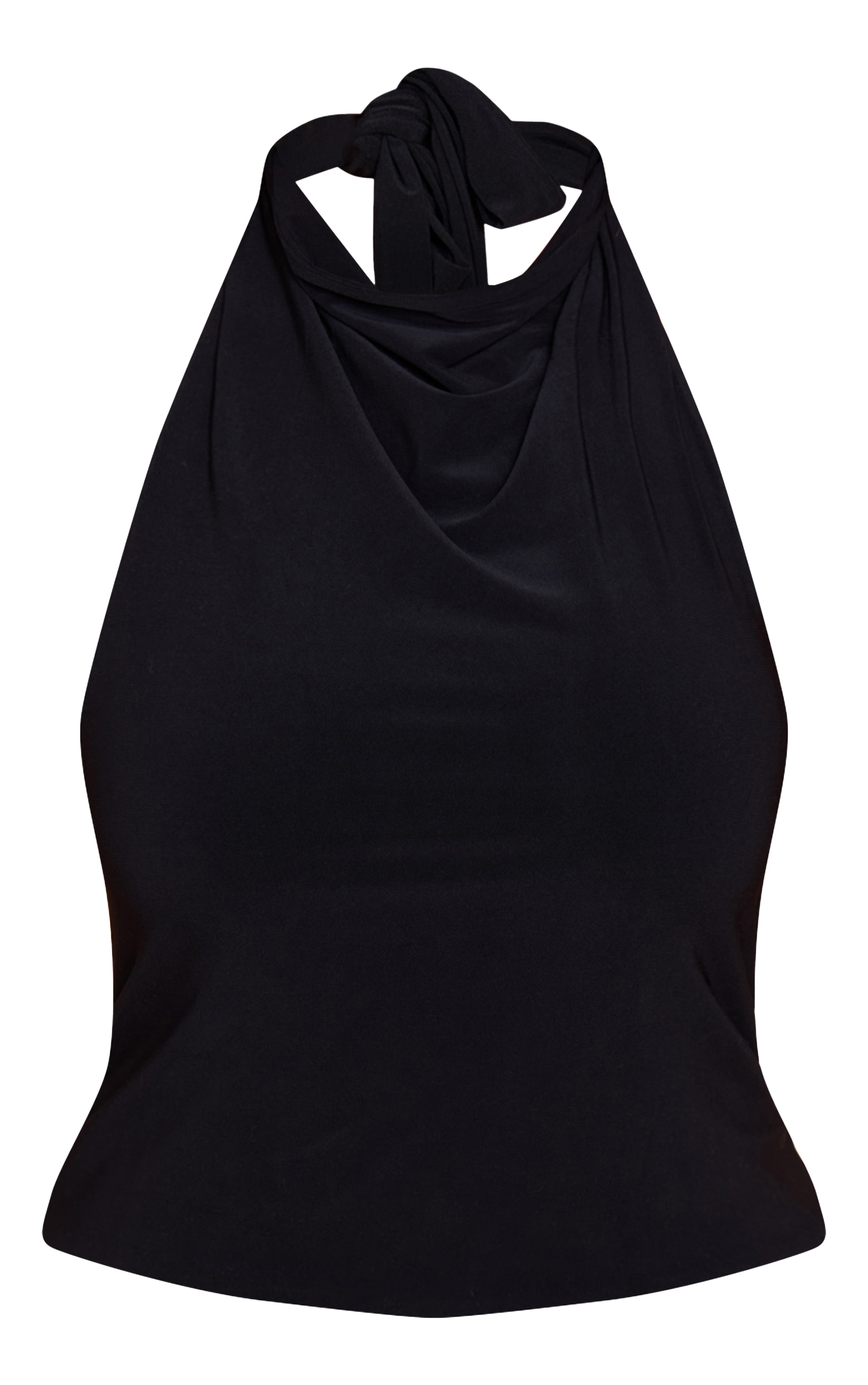 Shape Black Halter Neck Tie Back Gold Trim Cowl Top image 5