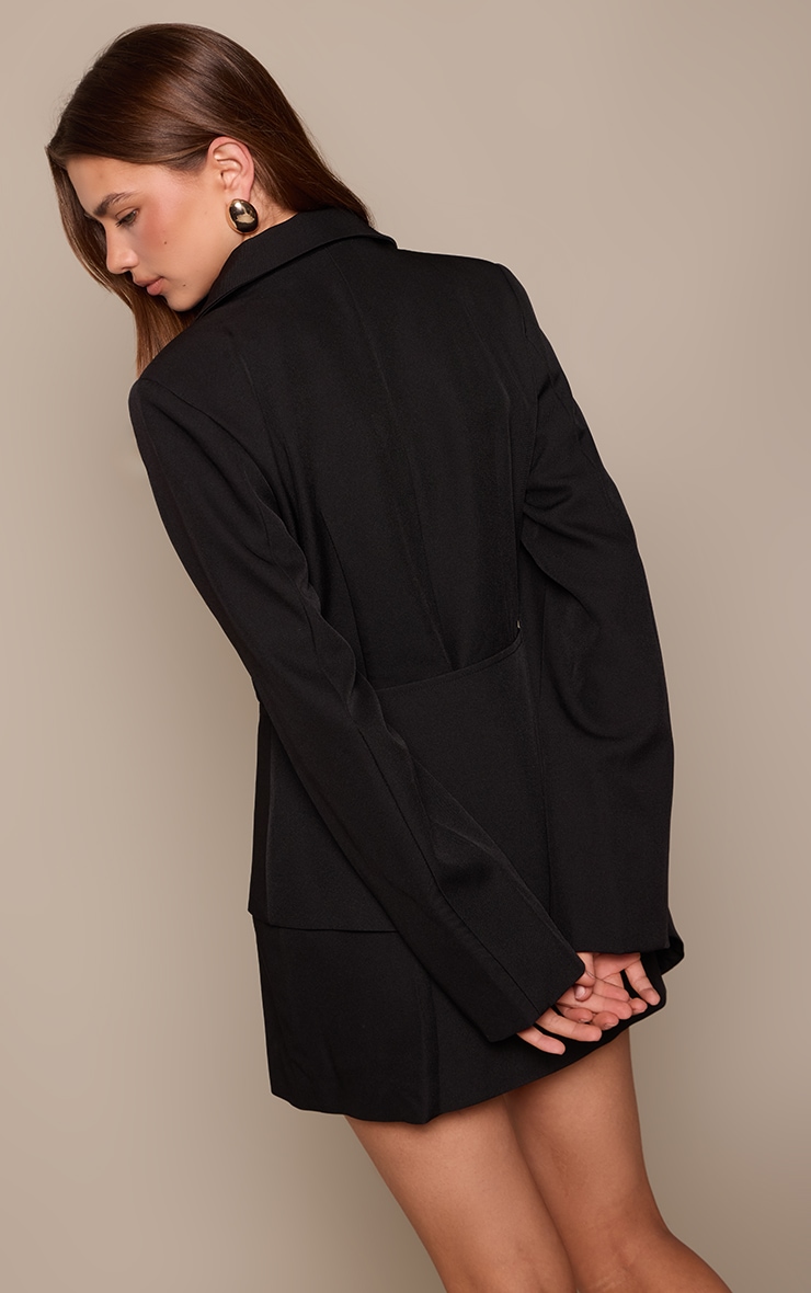 Black Overlay Detail Blazer Dress image 2