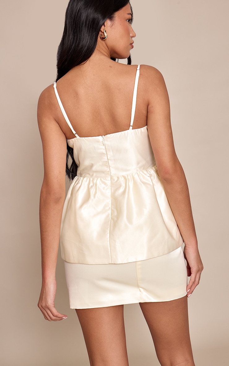 Cream Satin Bodycon Mini Skirt image 3