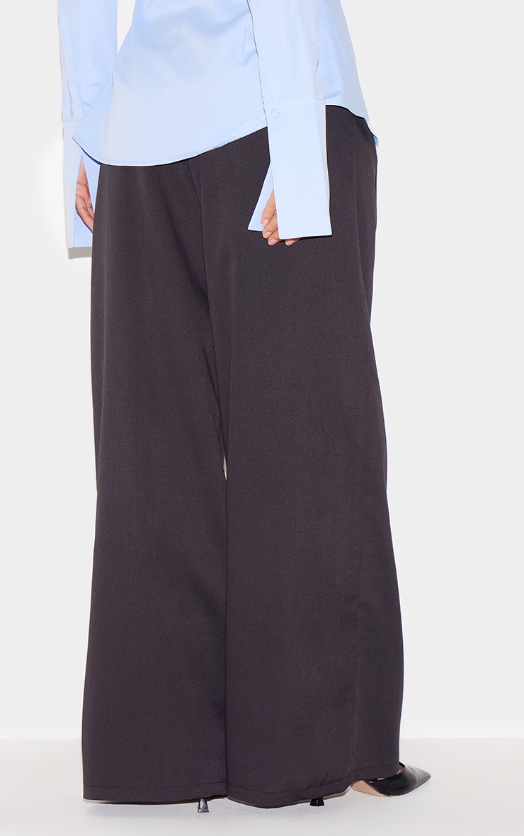 Black Woven Contrast Stripe Boxer Detail Straight Leg Pants image 3