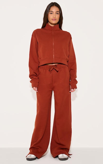 Ginger Interlock Wide Leg Split Hem Track Pants