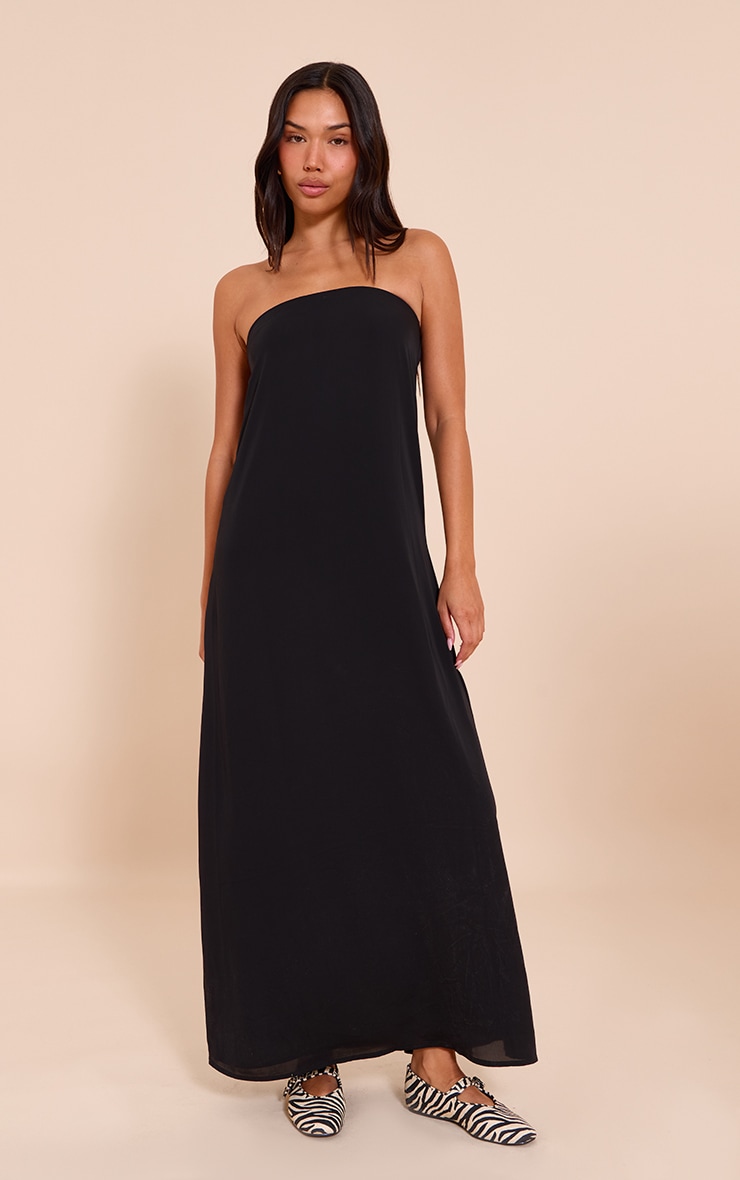 Black Bandeau Column Maxi Dress image 3