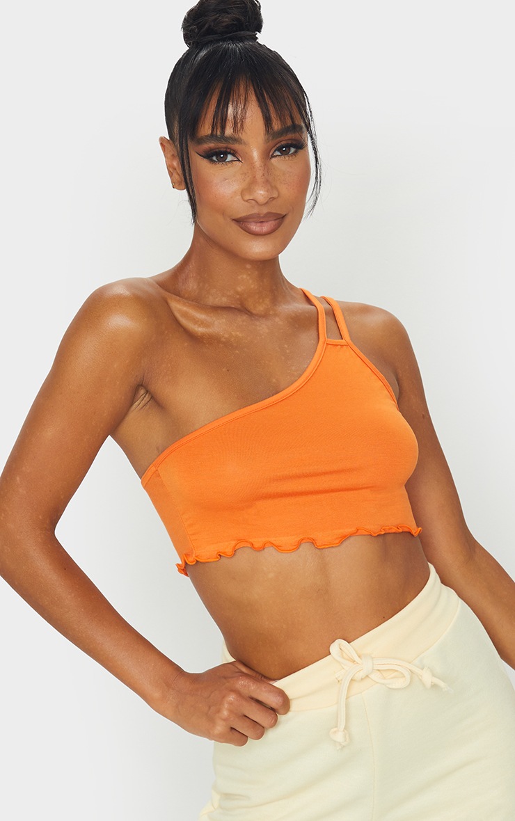 Orange Jersey Frill Hem Bralet