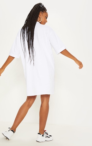 White Oversized Boyfriend T Shirt Dress Prettylittlething Usa Black contrast stripe detail sweat oversized dress. white oversized boyfriend t shirt dress