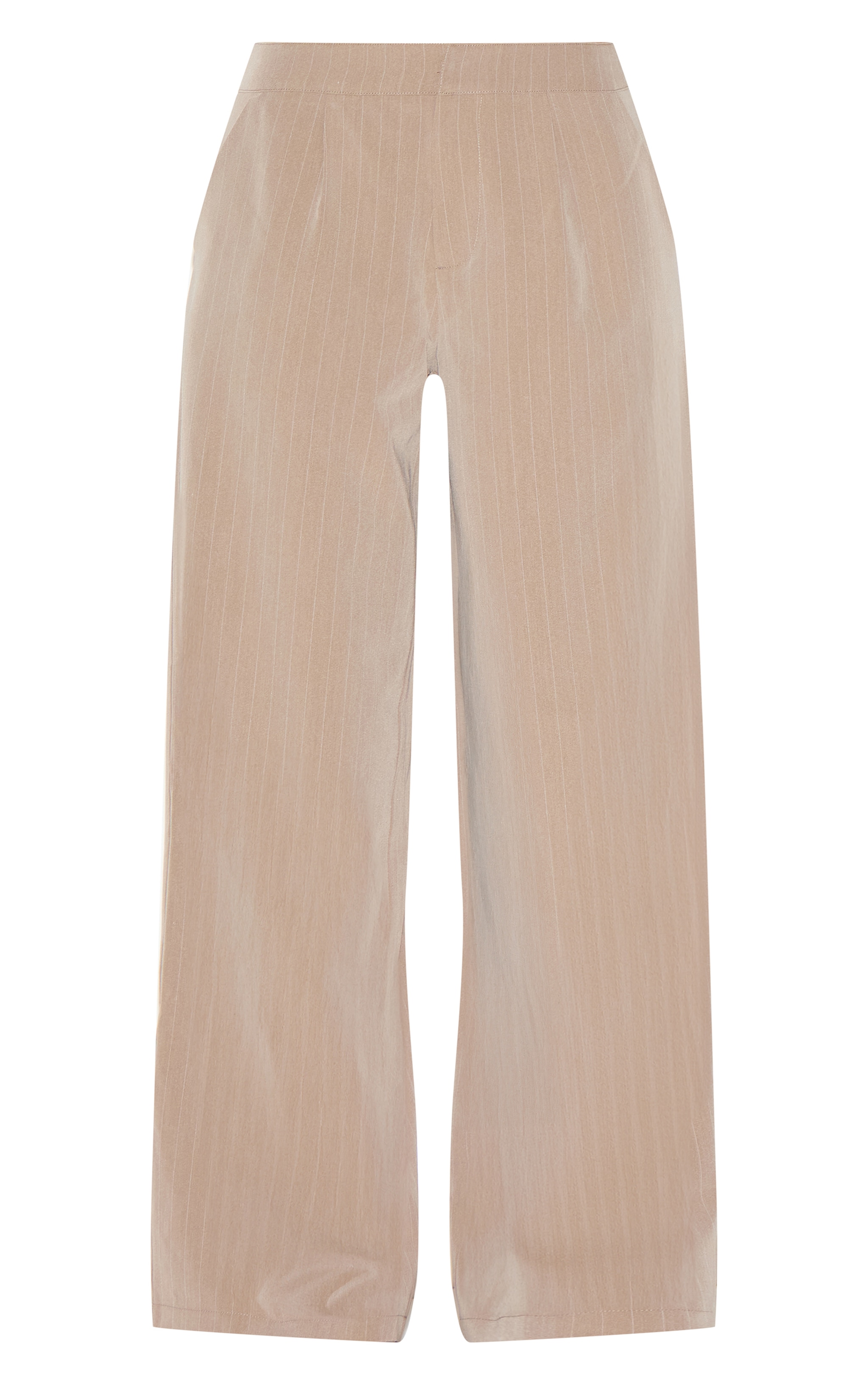 Beige Tailored Pinstripe Wide Leg Pants image 5