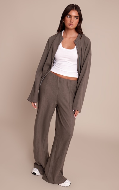 Charcoal Soft Touch Pintuck Wide Leg Pants