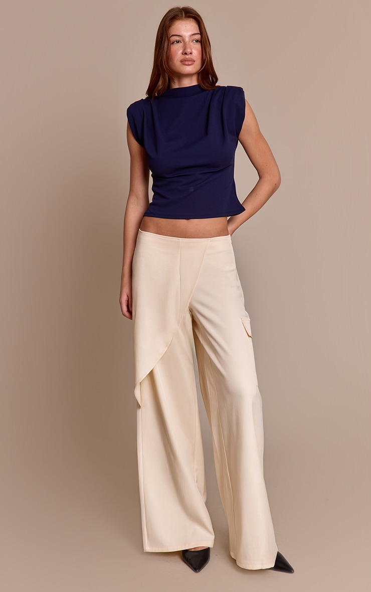 Cream Woven Wrap Detail Cargos image 1