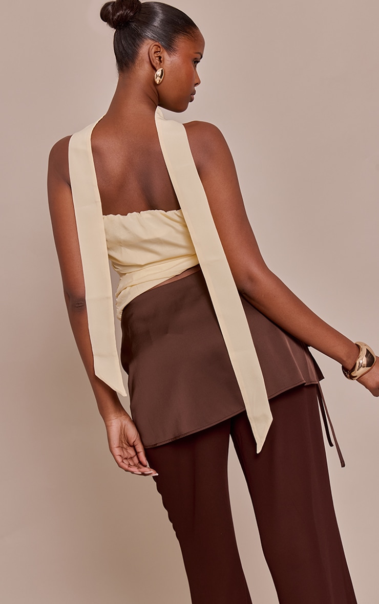 Cream Chiffon Bandeau Scarf Detail Top image 2