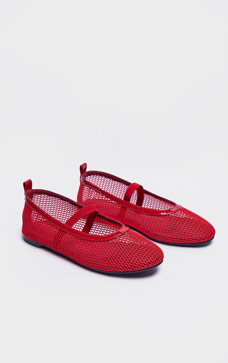 Red Mesh Ballet Flats image 3