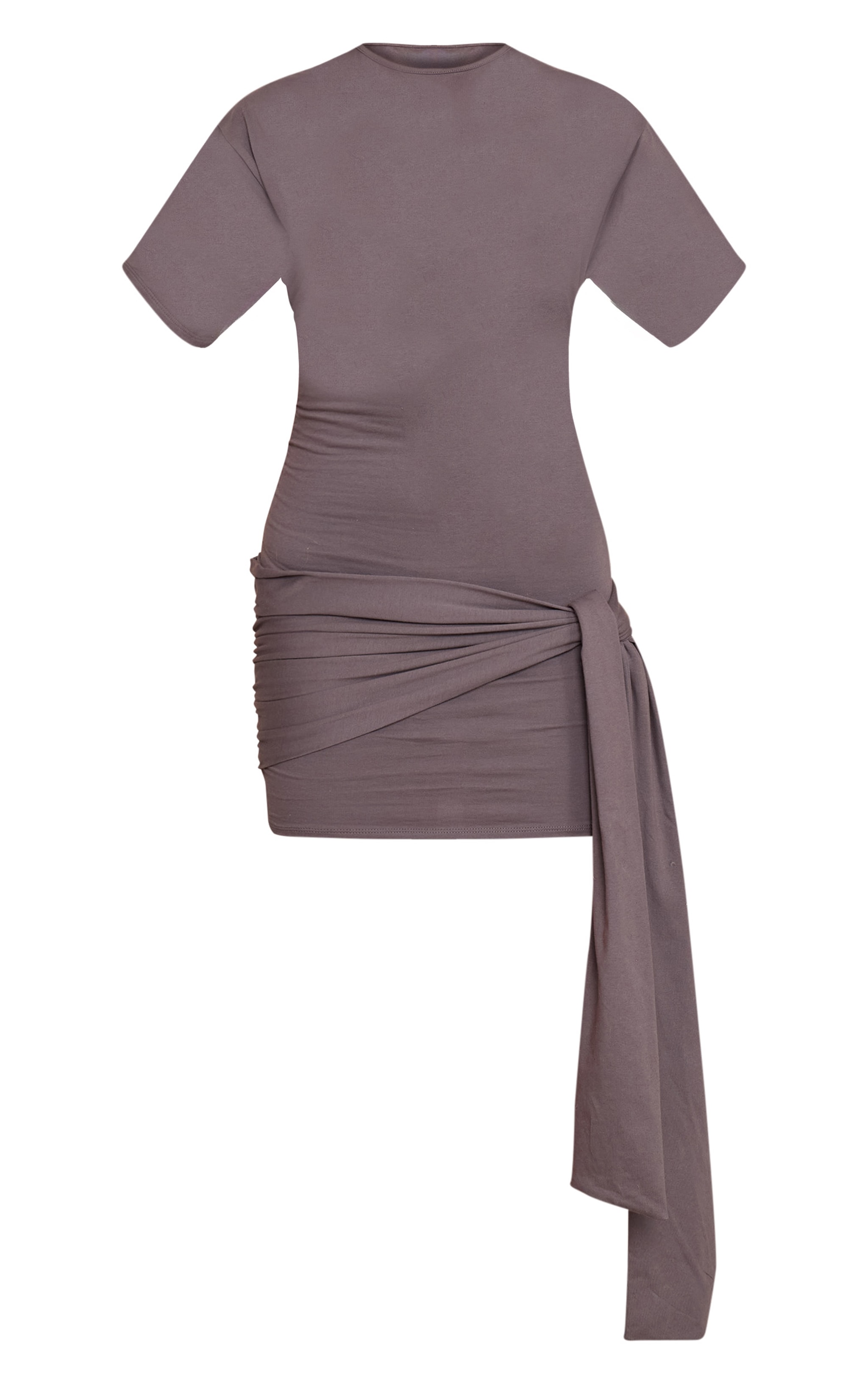 Grey Tie Wrap Short Sleeve Bodycon Dress image 5