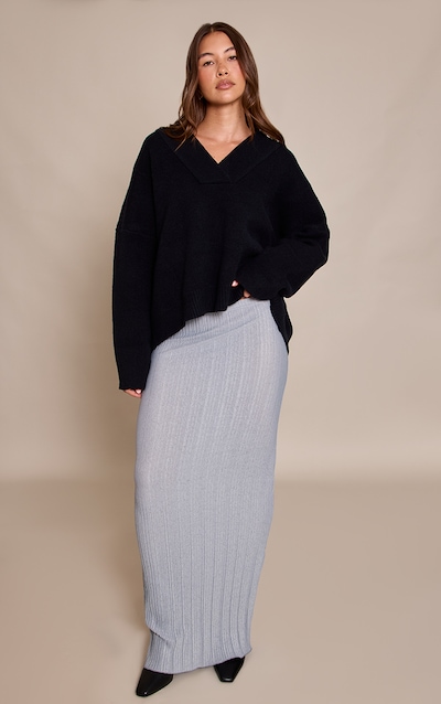 Grey Plisse Maxi Skirt