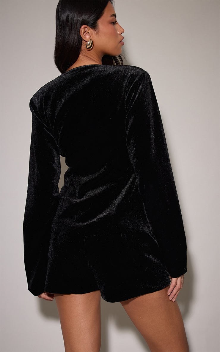 Black Velvet Tailored Shorts image 3