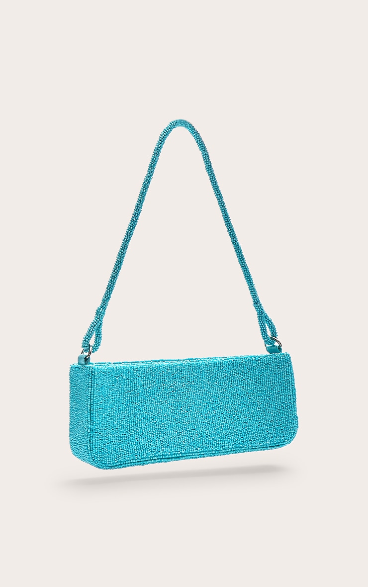 Aqua Micro Beaded Shoulder Bag image 3