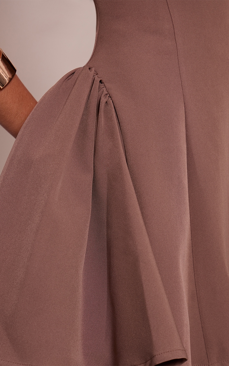 Mocha Woven Square Neck Shift Dress image 4