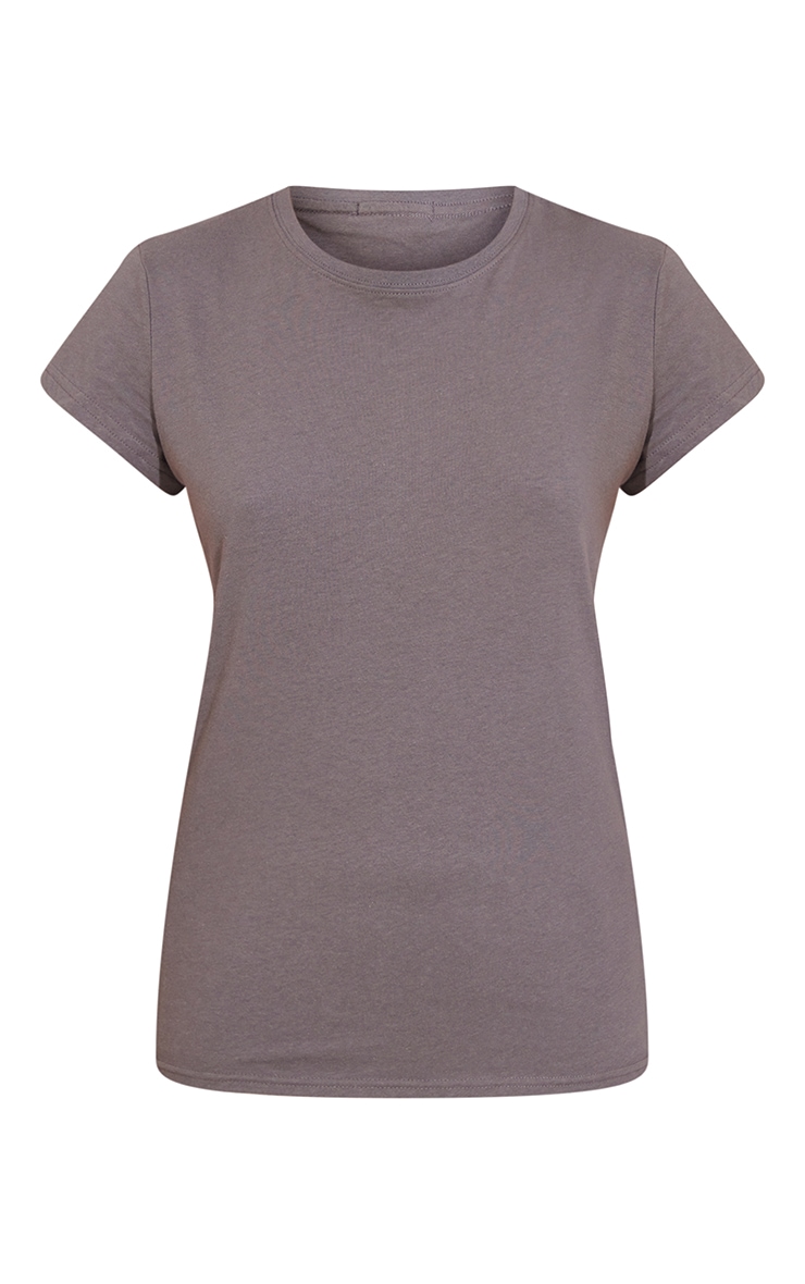 Cotton Charcoal Basic Slim Fit T-Shirt image 5