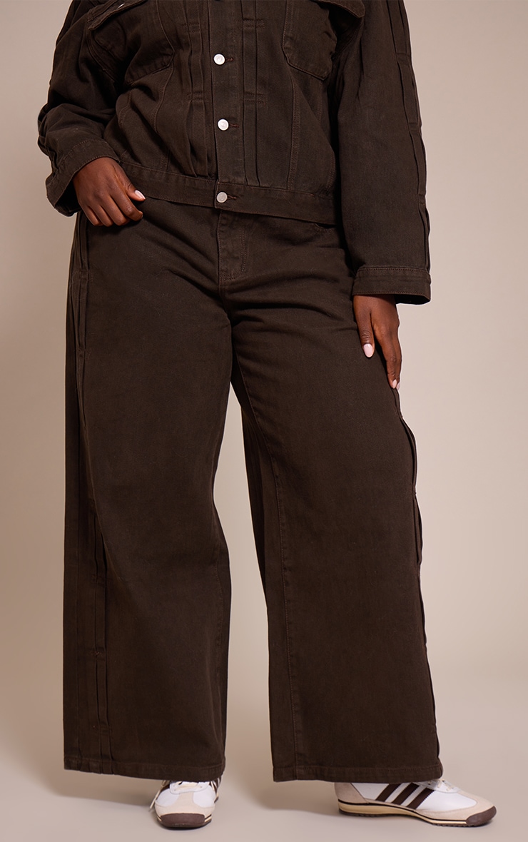 Plus Dark Chocolate Pleat Detail Denim Jeans image 2