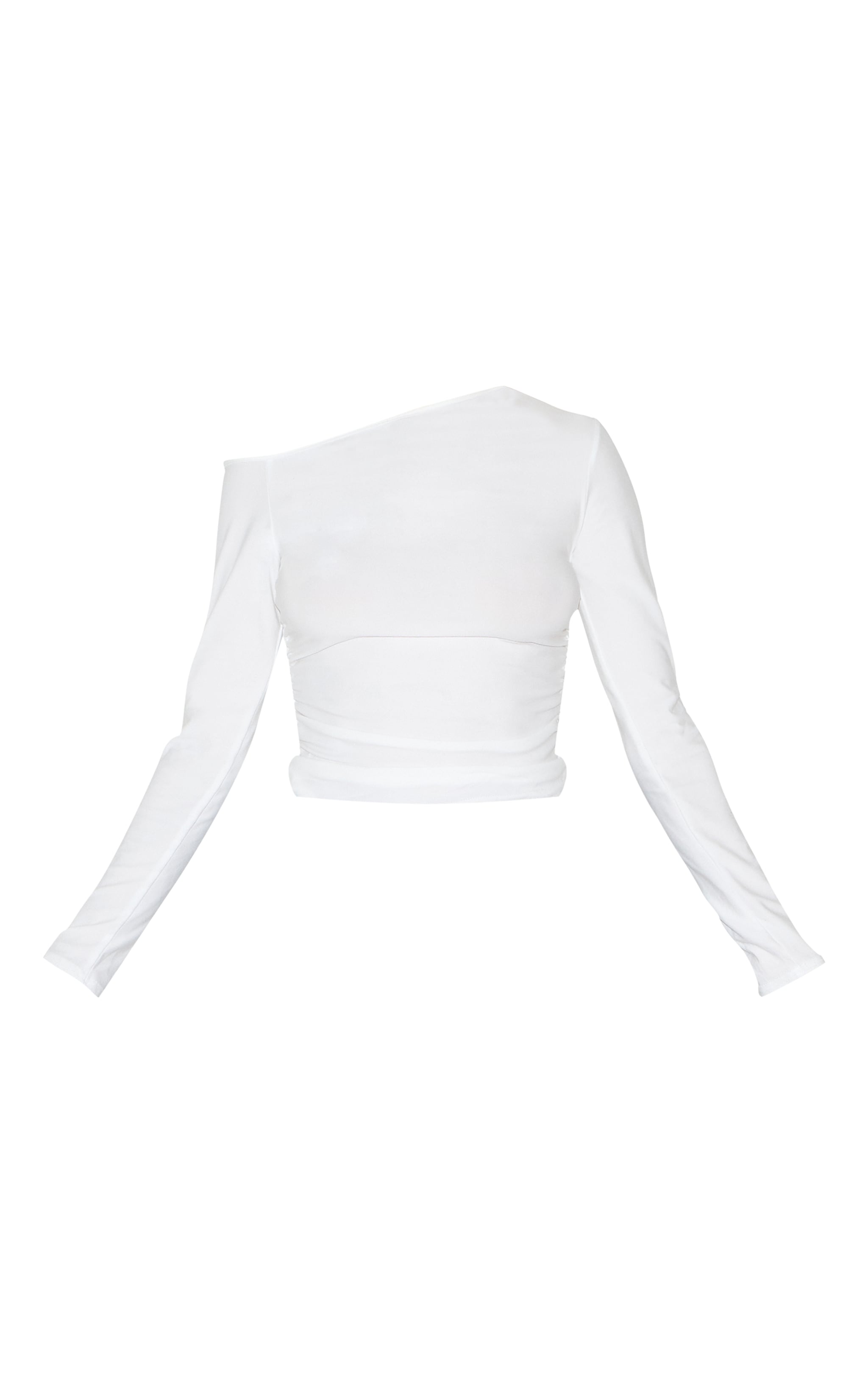 Top long en jersey doux blanc à côtés froncés image 5