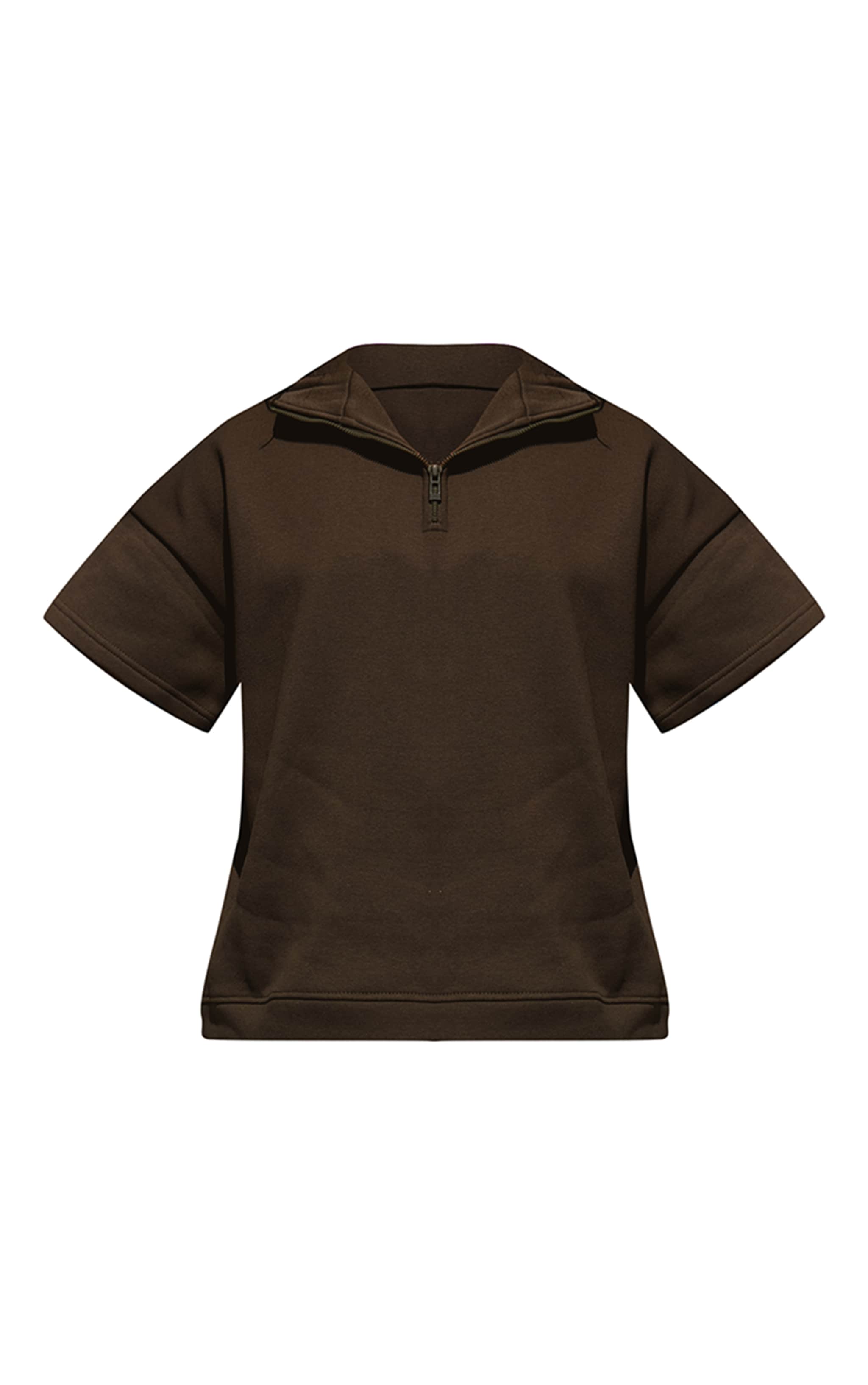 Chocolate Short Sleeve 1/2 Zip Sweatshirt image 6