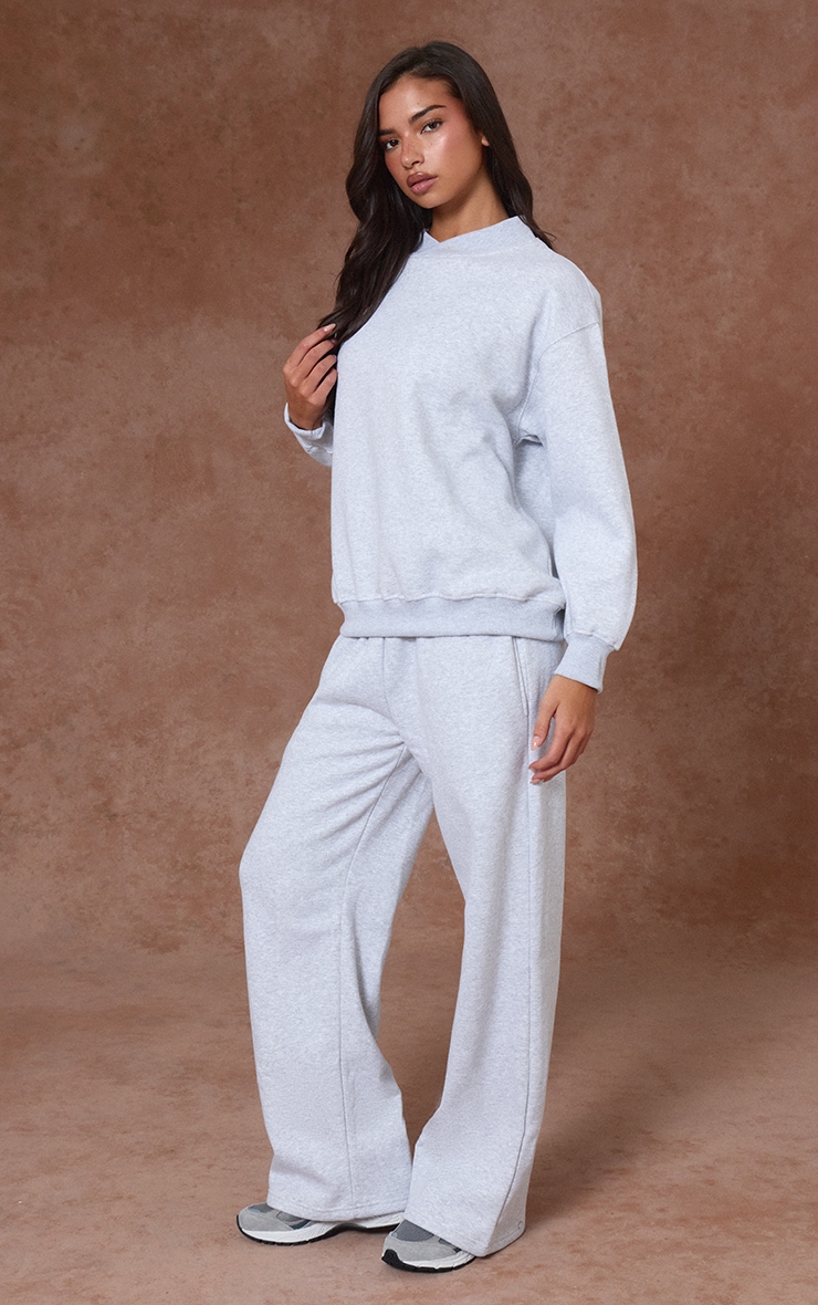 Ash Grey Cotton Fleece Straight Leg Sweatpants image 2