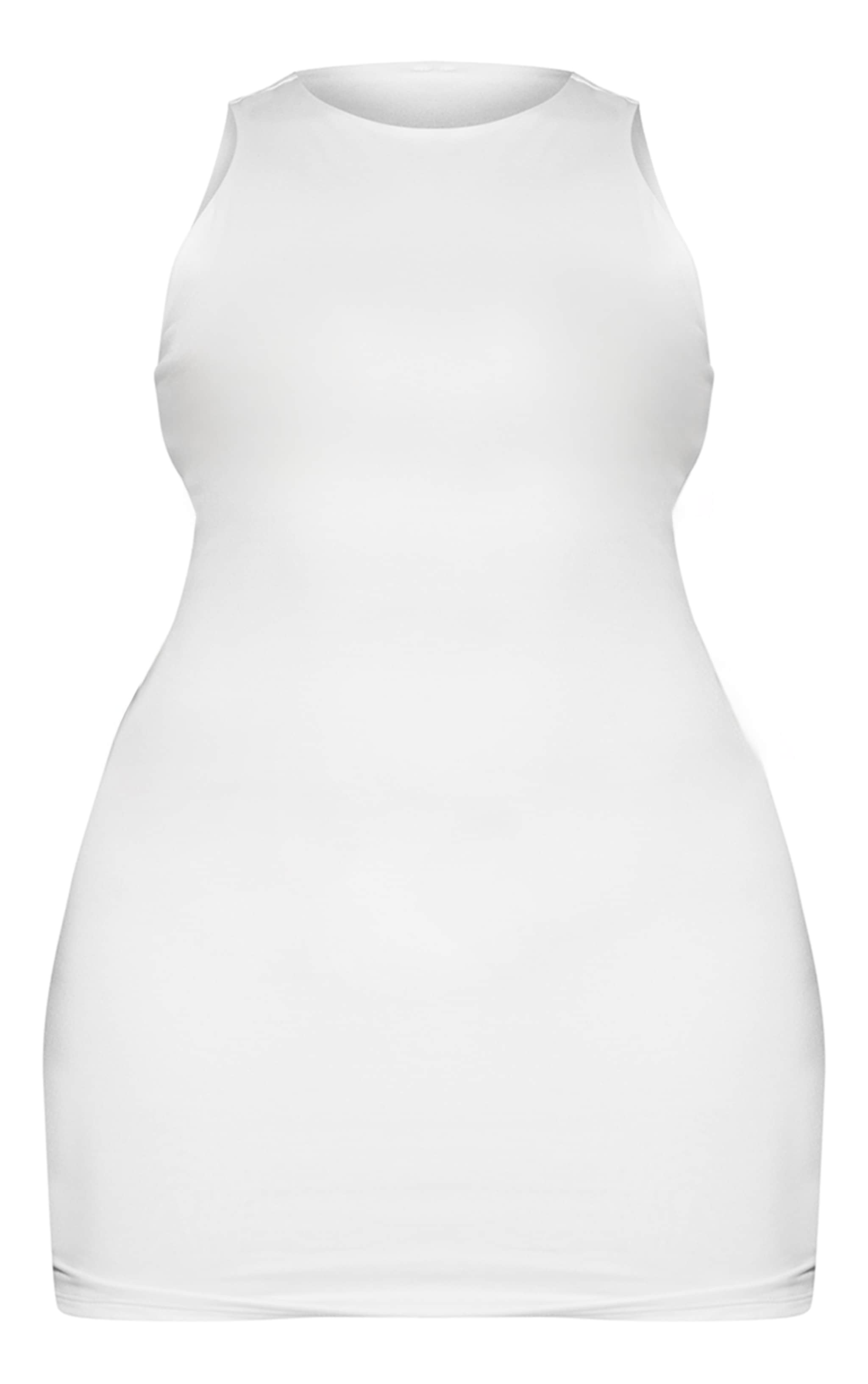 Plus White Double Contour Racer Neck Bodycon Dress image 5