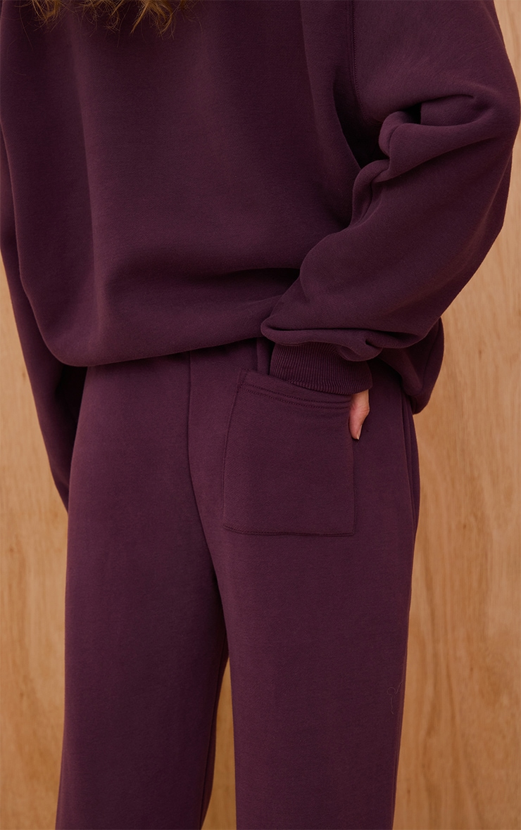 Plum Cotton Fleece Cuffed Sweat Pants image 4