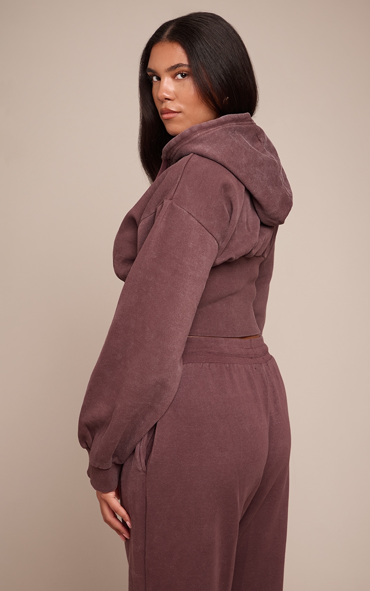 Shape Plum Washed Zip Front Cinched Waist Hoodie image 2