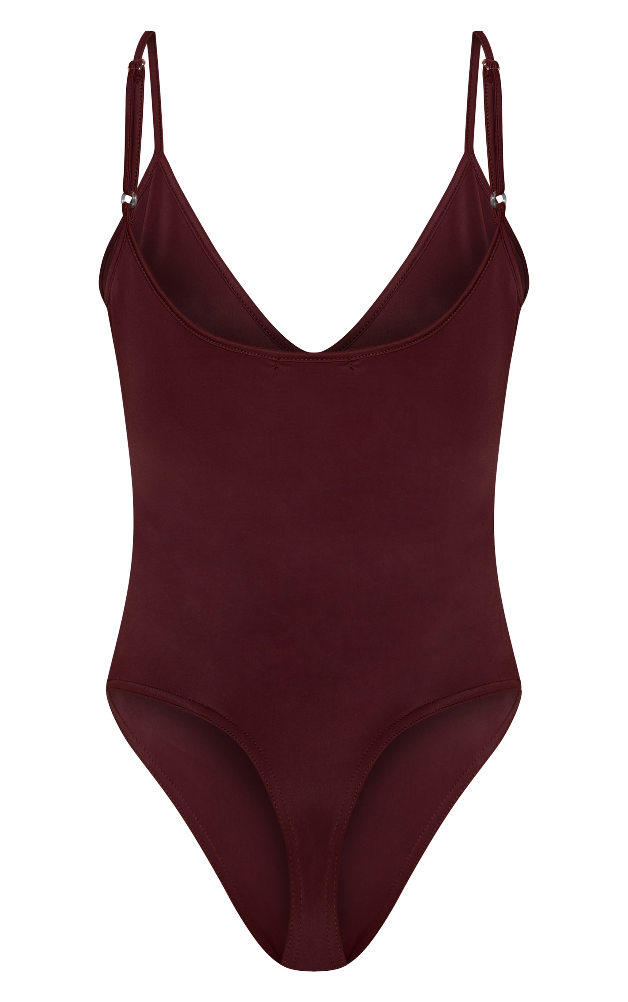 Chocolate V Neck Strappy Matte Sculpt Bodysuit image 6