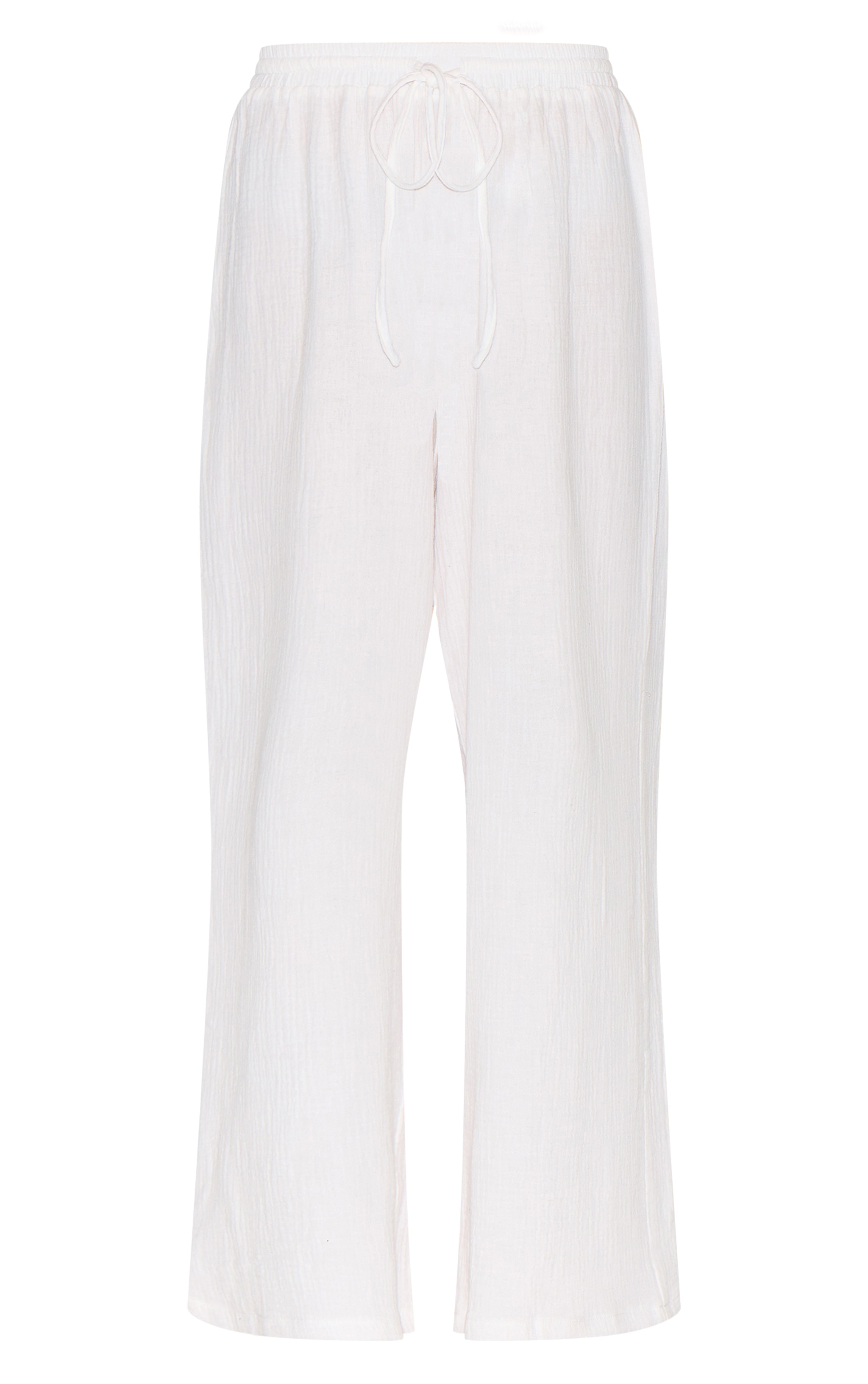 Petite White Cheesecloth Textured Wide Leg Pant image 5