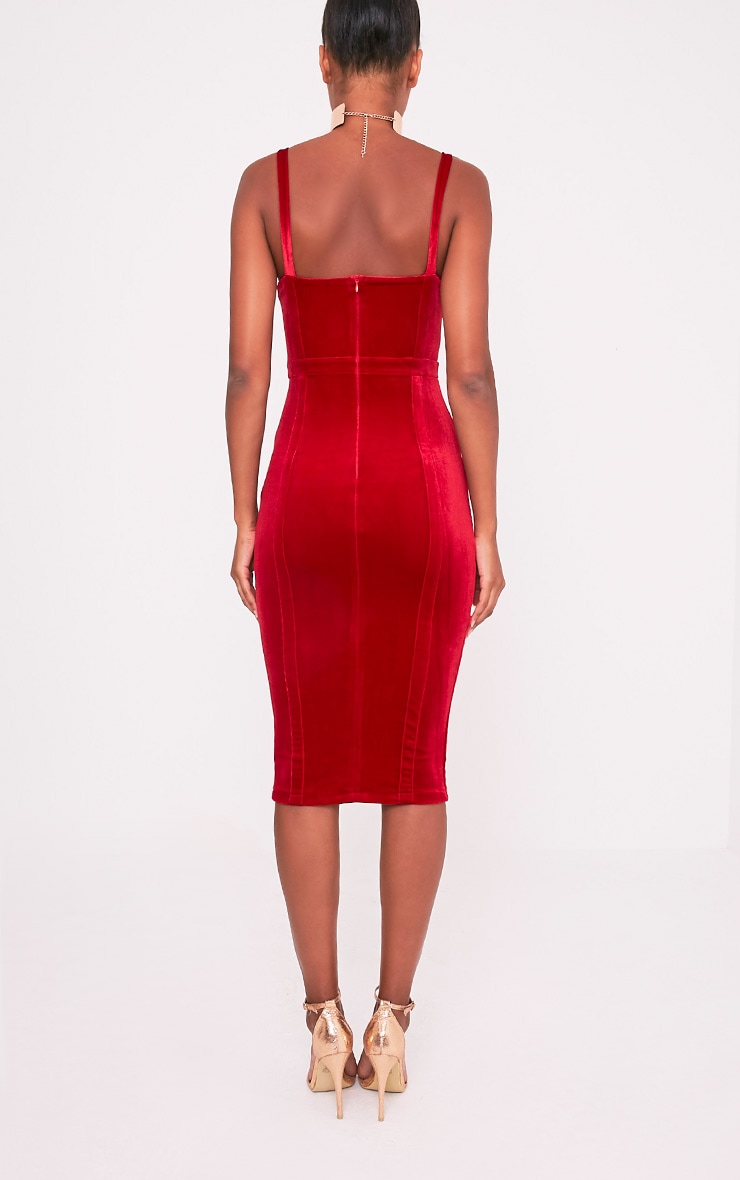Garcia Red Velvet Panel Midi Dress Dresses PrettyLittleThing USA