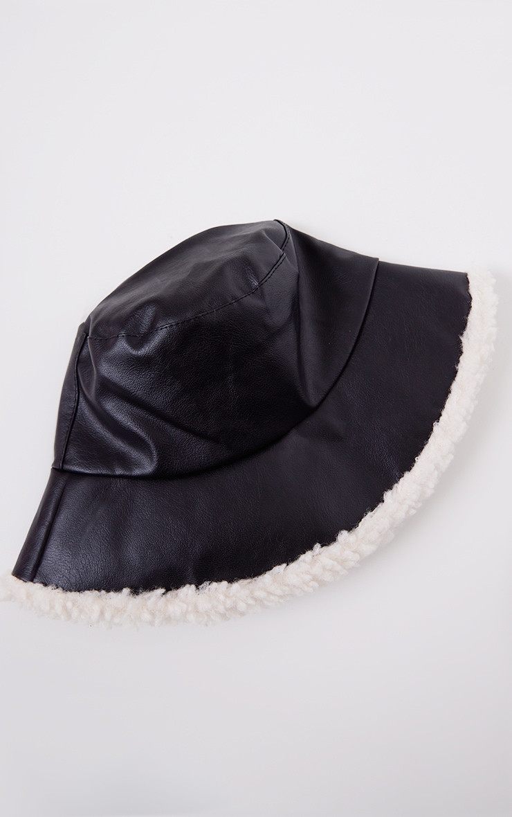 Black Fluffy Large Bucket Hat image 2