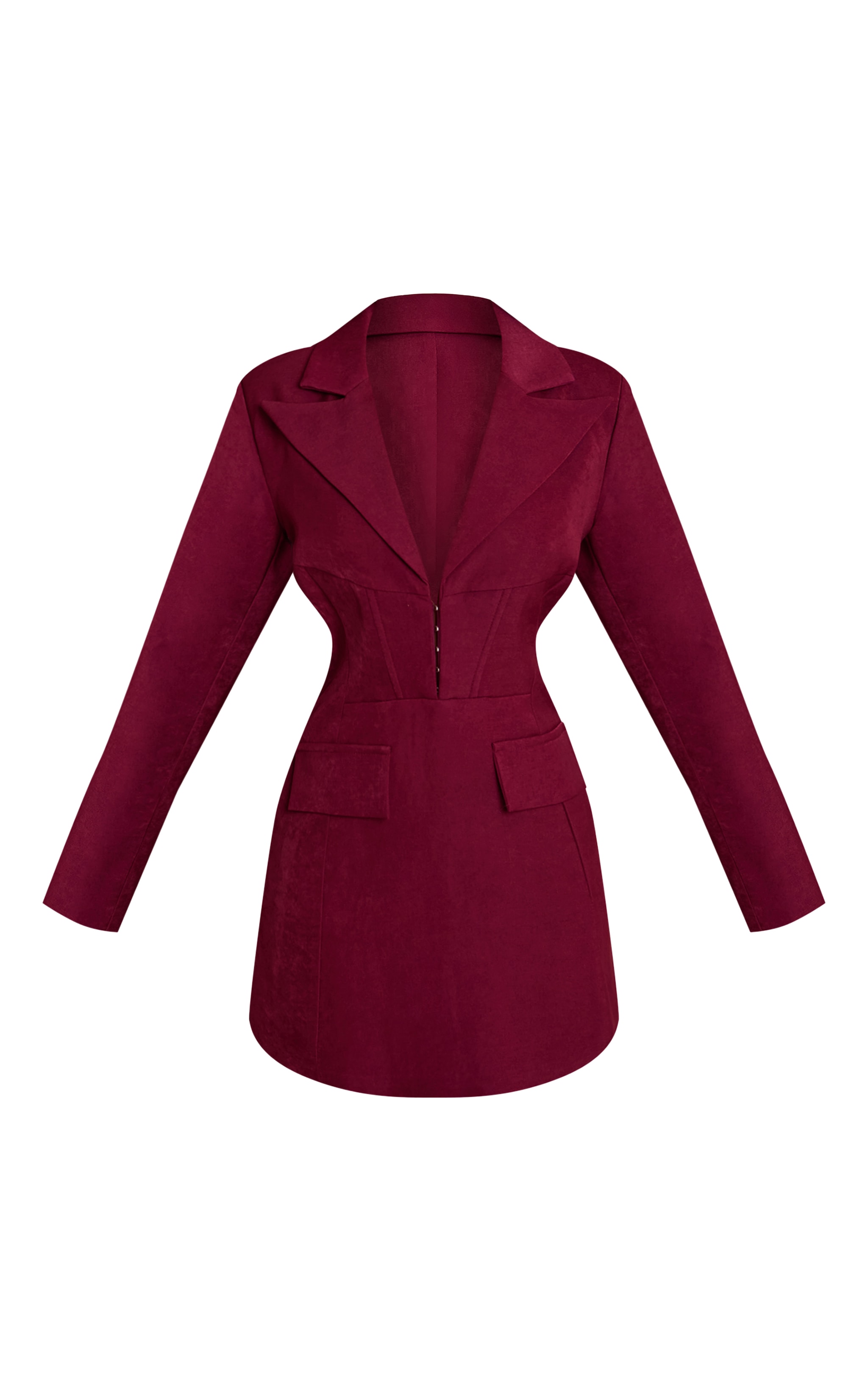 Petite Robe blazer ajustée rouge profond à agrafes et oeillets image 5