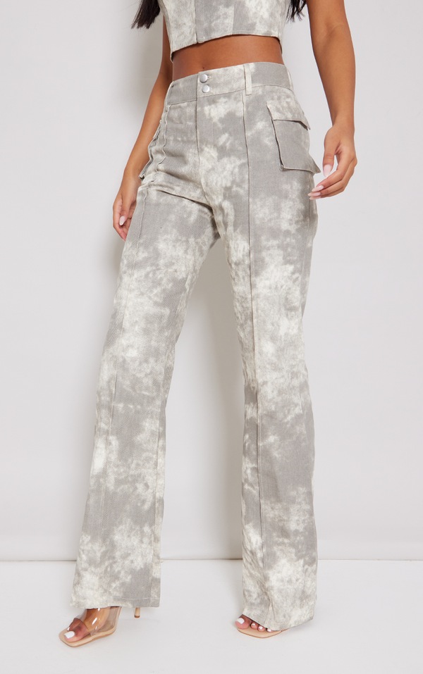 Tall Grey Acid Wash Cargo Pants PrettyLittleThing USA