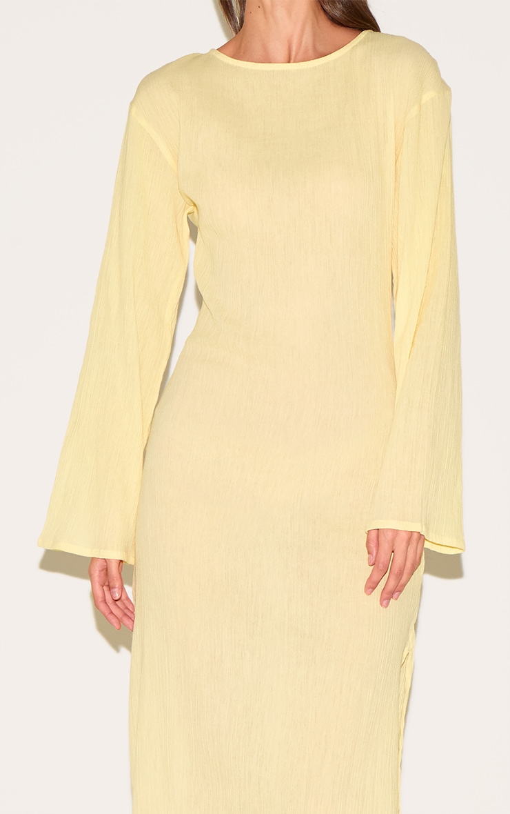 Lemon Textured Long Sleeve Maxi Dress image 4
