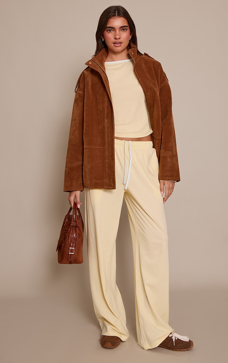 Buttercream Cotton Contrast Drawstring Relaxed Joggers image 1