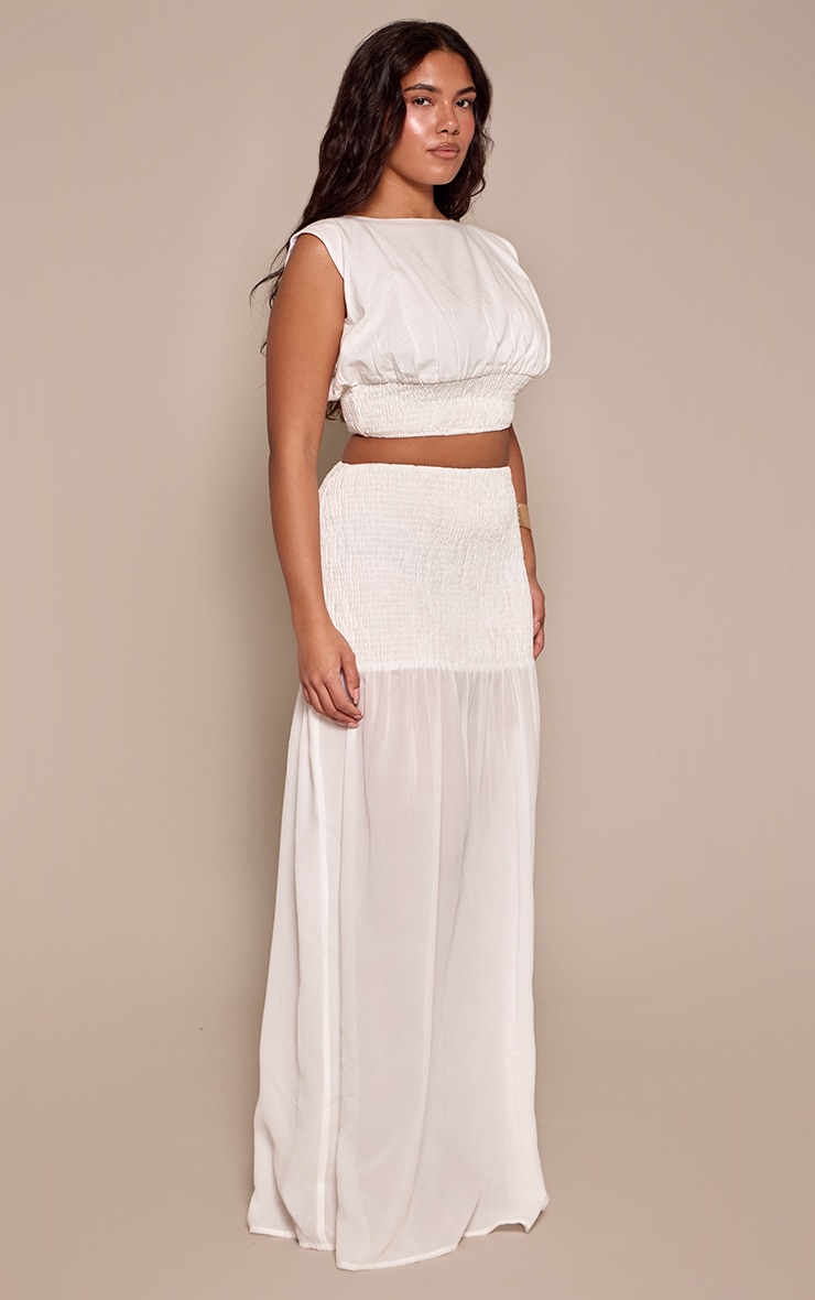 Shape White Shirred Contrast Maxi Skirt image 1