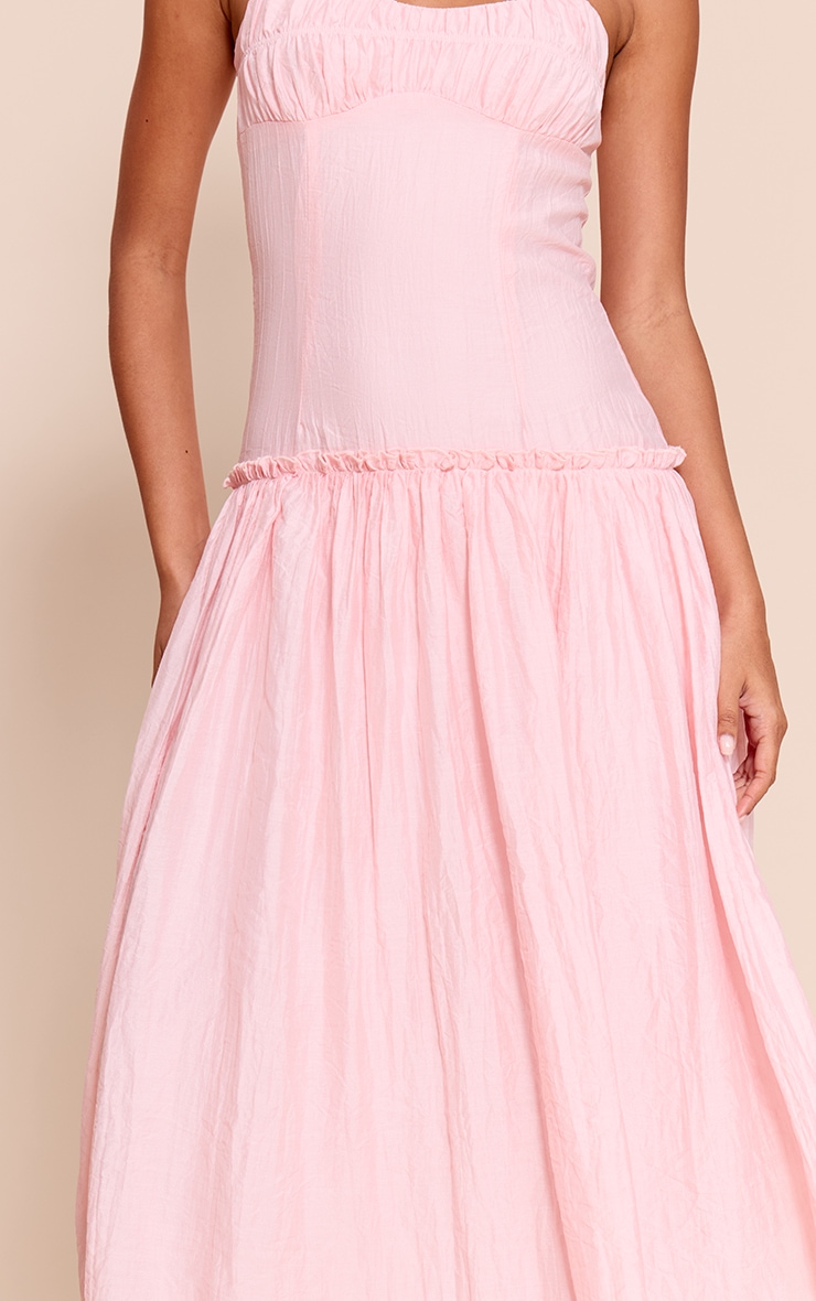 Light Pink Ruched Bust Drop Waist Maxi Dress image 4